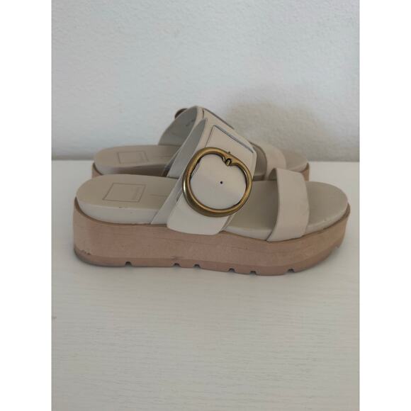 Dolce Vita Womens Dex Sandals Ivory Leather Platform Buckle Shoes Size 7 - Picture 6 of 8
